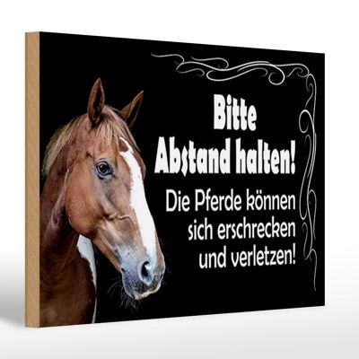 Holzschild Spruch 30x20cm bitte Abstand halten Pferde