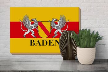 Drapeau panneau en bois 30x20cm Armoiries de Baden décoration murale 3