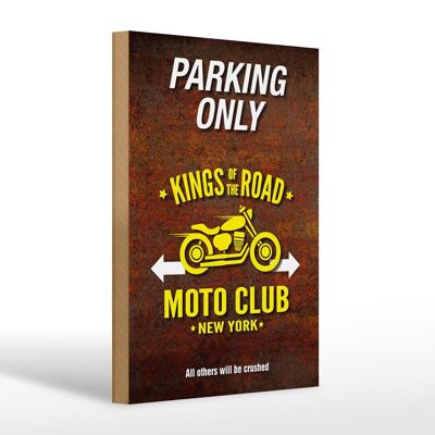 Letrero de madera que dice 20x30cm estacionamiento solo moto club new york