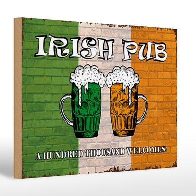 Cartello in legno con scritta "Pub irlandese centomila" 30x20 cm