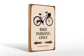 Panneau en bois indiquant 20x30cm Parking vélo uniquement parking vélo 1