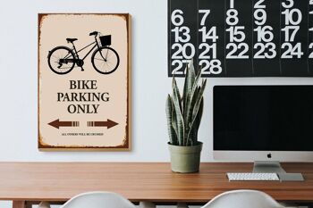 Panneau en bois indiquant 20x30cm Parking vélo uniquement parking vélo 3