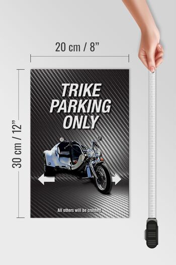 Panneau en bois indiquant 20 x 30 cm pour le stationnement des tricycles uniquement pour tous les autres 4