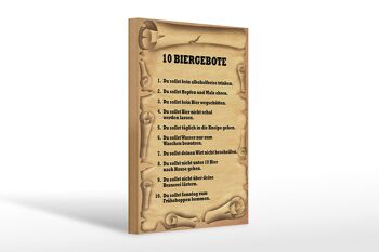 Panneau en bois disant 20x30cm 10 commandements de bière à ne pas consommer 1