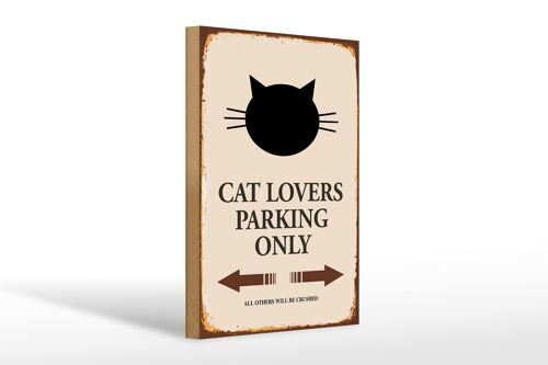 Holzschild Spruch 20x30cm cat lovers parking only Katze