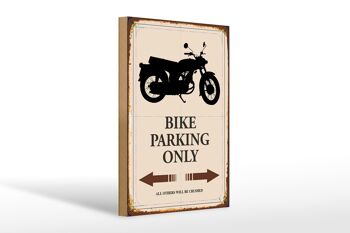 Panneau en bois indiquant 20x30cm Parking vélo uniquement moto 1