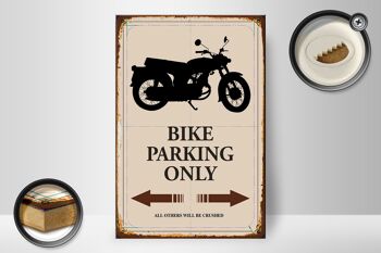 Panneau en bois indiquant 20x30cm Parking vélo uniquement moto 2