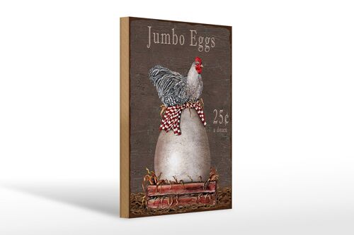 Holzschild Spruch 20x30cm Huhn jumbo Eggs 25 c a dozen