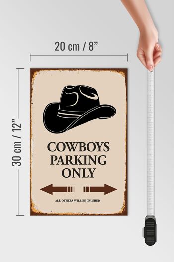 Panneau en bois indiquant 20x30cm Parking Cowboys uniquement 4