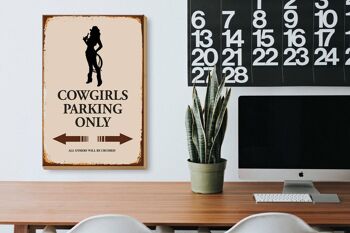 Panneau en bois indiquant 20x30cm Parking Cowgirls uniquement 3