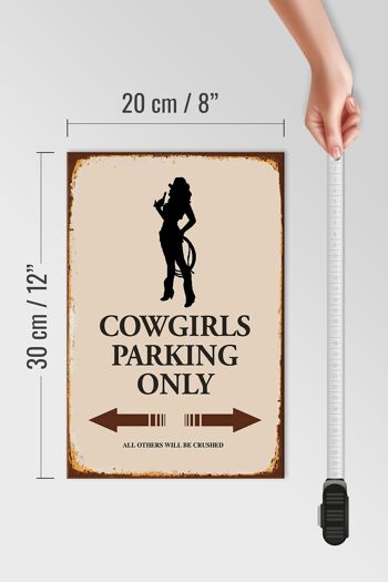 Panneau en bois indiquant 20x30cm Parking Cowgirls uniquement 4