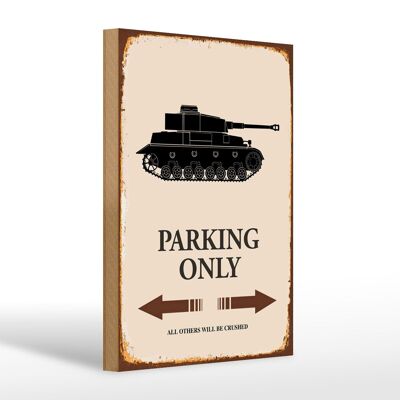 Letrero de madera que dice 20x30cm Solo estacionamiento de tanques