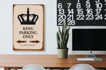 Panneau en bois indiquant 20x30cm Parking King uniquement Corona 3