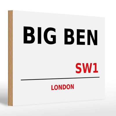 Cartel de madera Londres 30x20cm Street Big Ben SW1
