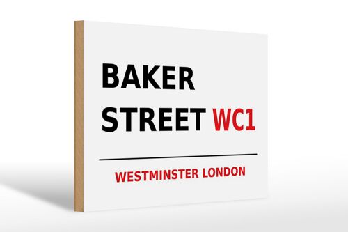 Holzschild London 30x20cm Street Baker street WC1