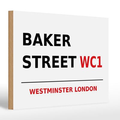 Cartello in legno Londra 30x20 cm Street Baker street WC1