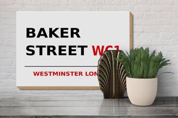 Panneau en bois Londres 30x20cm Street Baker street WC1 3