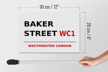 Panneau en bois Londres 30x20cm Street Baker street WC1 4