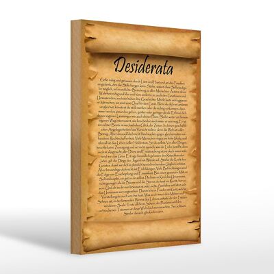 Cartello in legno con scritta 20x30 cm Poesia Desiderata Max Ehrmann