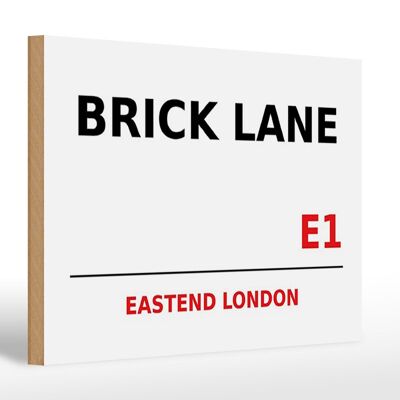 Holzschild London 30x20cm Street Brick Lane E1