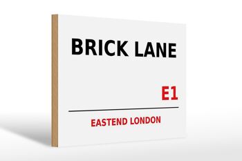 Panneau en bois Londres 30x20cm Street Brick Lane E1 1