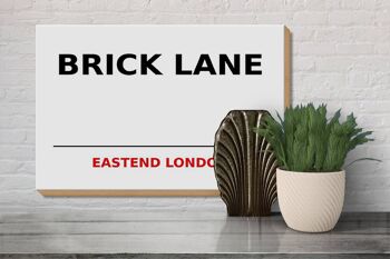 Panneau en bois Londres 30x20cm Street Brick Lane E1 3