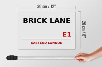Panneau en bois Londres 30x20cm Street Brick Lane E1 4