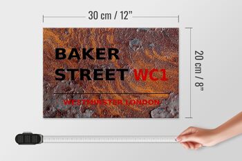 Panneau en bois Londres 30x20cm Street Baker street WC1 rouille 4
