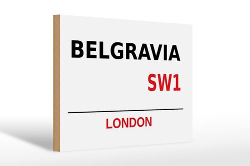 Holzschild London 30x20cm Street Belgravia SW1