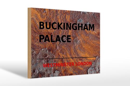 Holzschild London 30x20cm Street Buckingham Palace Rost