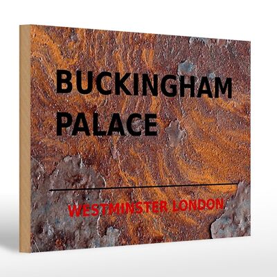 Cartel de madera Londres 30x20cm Calle Palacio de Buckingham óxido