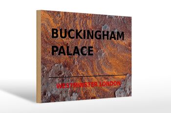Panneau en bois Londres 30x20cm Rue Buckingham Palace rouille 1