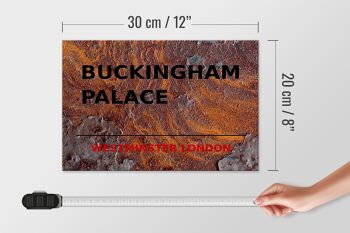 Panneau en bois Londres 30x20cm Rue Buckingham Palace rouille 4