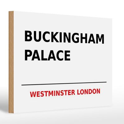 Panneau en bois Londres 30x20cm Rue Buckingham Palace