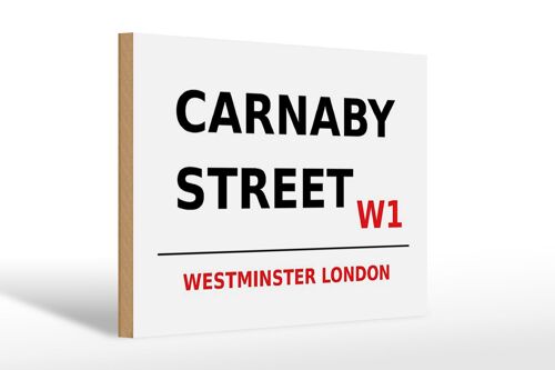 Holzschild London 30x20cm Westminster Carnaby Street W1 weißes Schild