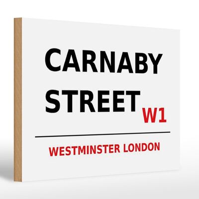 Panneau en bois Londres 30x20cm Westminster Carnaby Street W1 panneau blanc