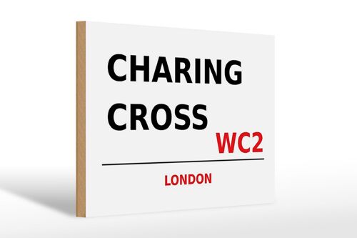Holzschild London 30x20cm Charing Cross WC2 Wanddeko