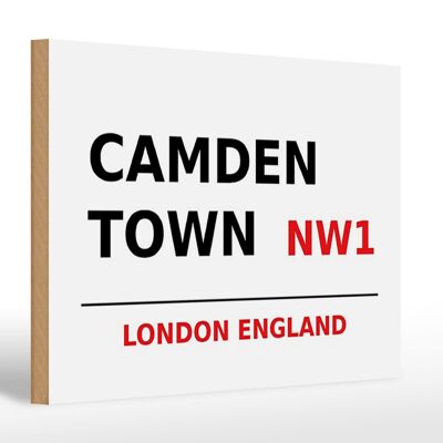 Cartel de madera Londres 30x20cm Inglaterra Camden Town NW1