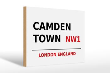 Panneau en bois Londres 30x20cm Angleterre Camden Town NW1 1