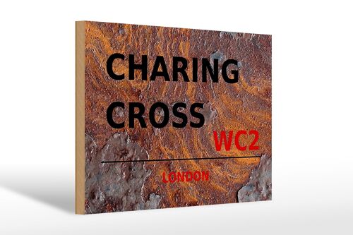 Holzschild London 30x20cm Charing Cross WC2 Geschenk