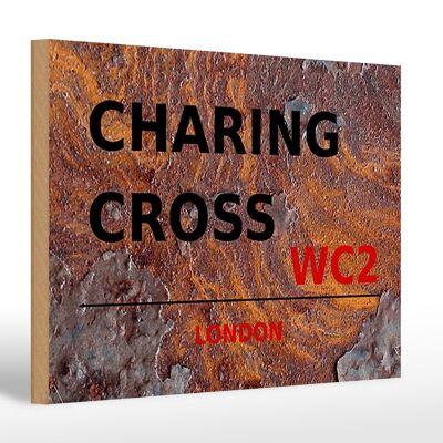 Cartello in legno Londra 30x20 cm Charing Cross WC2 regalo