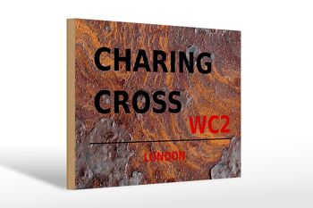 Panneau en bois Londres 30x20cm Charing Cross WC2 cadeau 1