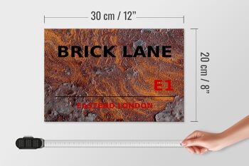 Panneau en bois Londres 30x20cm Street Brick Lane E1 Rouille 4