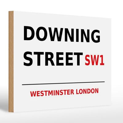Cartello in legno Londra 30x20 cm Westminster Downing Street SW1