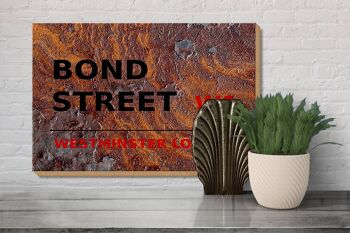 Panneau en bois Londres 30x20cm Bond Street W1 Rouille 3