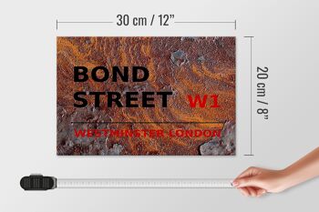Panneau en bois Londres 30x20cm Bond Street W1 Rouille 4