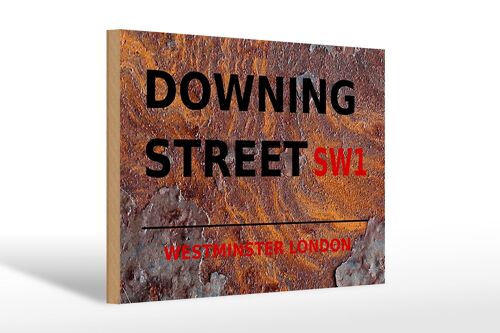 Holzschild London 30x20cm Westminster downing Street SW1 rost