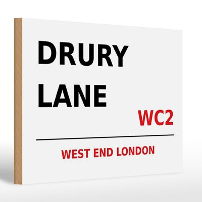 Cartello in legno Londra 30x20 cm West End Drury Lane WC2