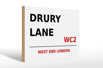 Panneau en bois Londres 30x20cm extrémité ouest Drury Lane WC2 1
