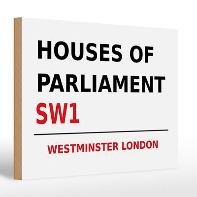 Cartello in legno Londra 30x20 cm Houses of Parliament SW1